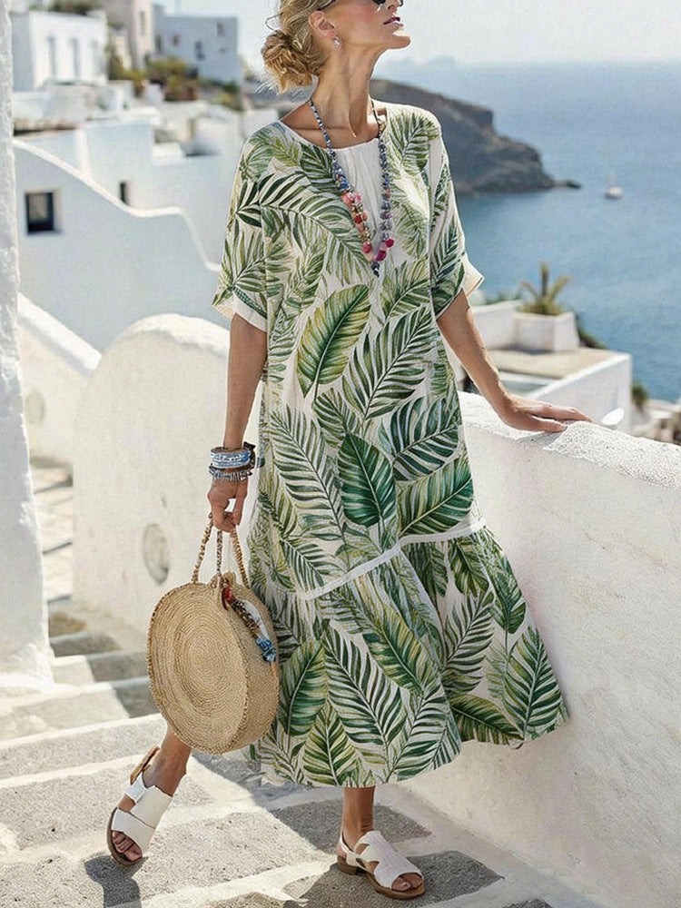 Womens Digital-Print Long Dress