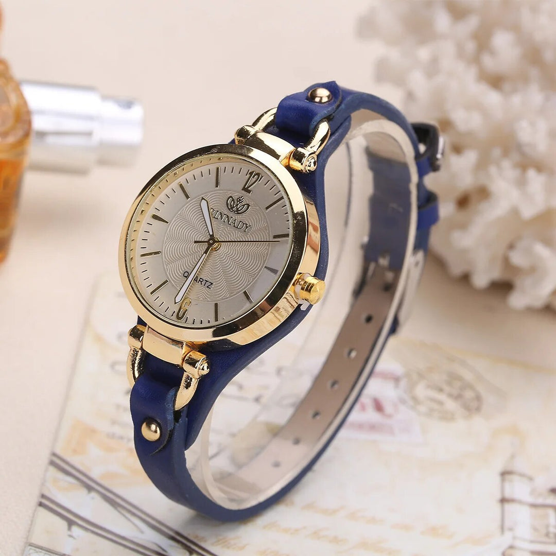 Elegant Leather Strap Quartz Women's Watch - Casual Chic Wristwatch for Everyday Elegance