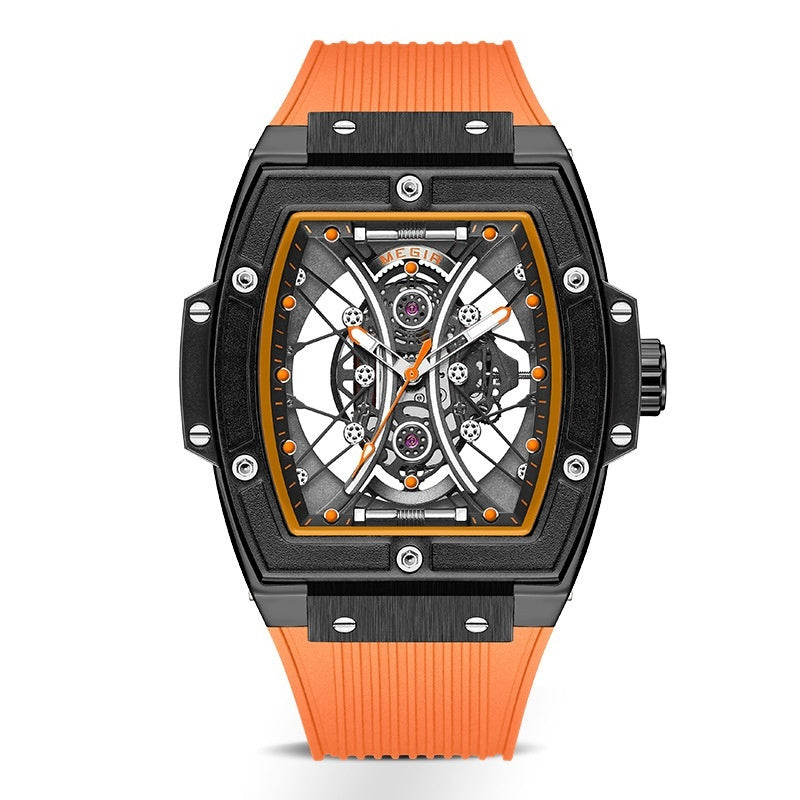 Men's Tonneau Fashion Trend Silicone Strap Luminous Sports Watch