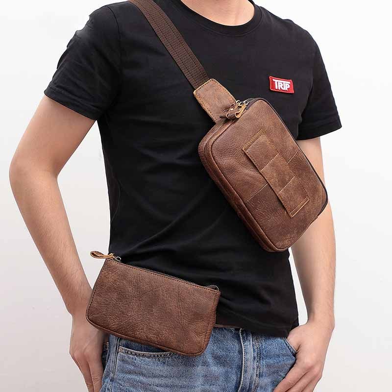Compact Cowhide Leather Belt Bag