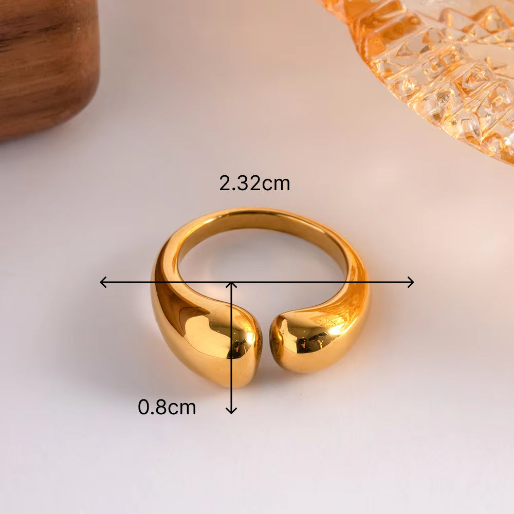 Trendy High Polished Gold Plated Chunky Adjustable Ring