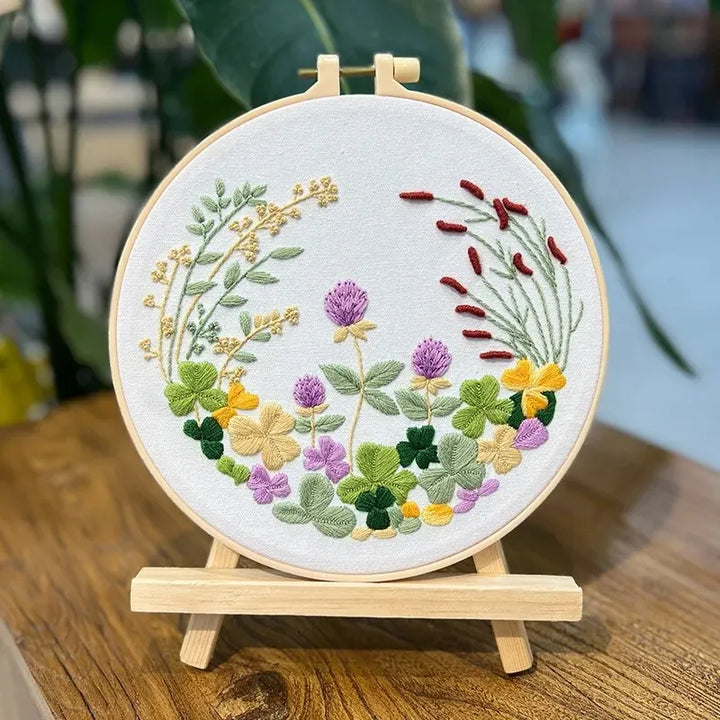 Floral Embroidery DIY Kit with Hoop