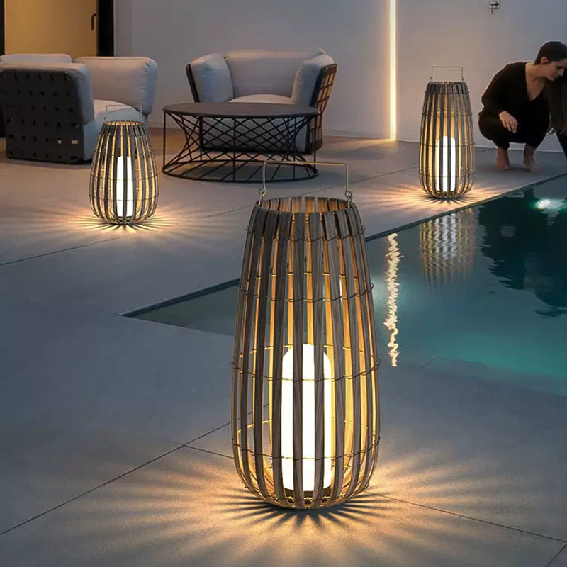 Solar Powered Rattan Lawn Portable Light