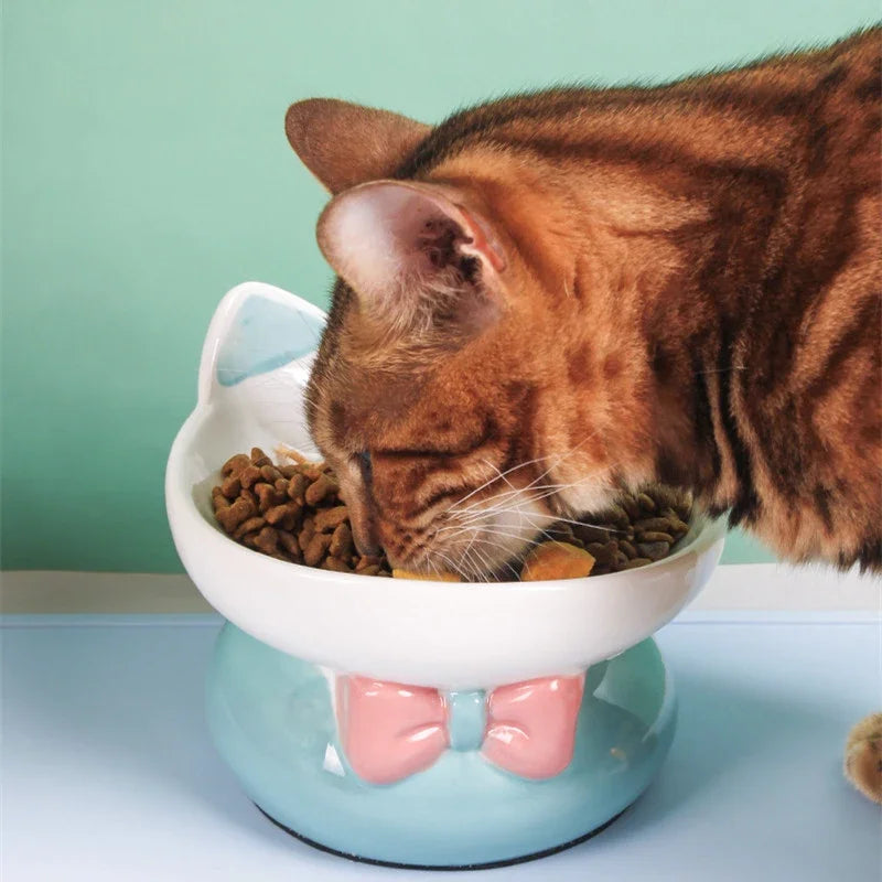 Cute Ceramic Elevated Cat Bowl