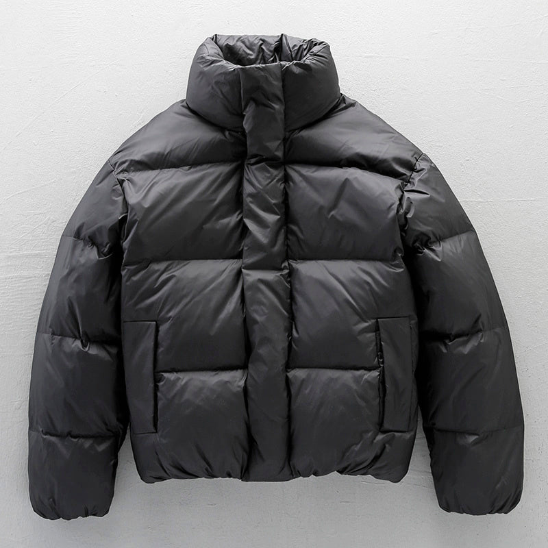 Men's Black Stand-Collar Puffer Jacket