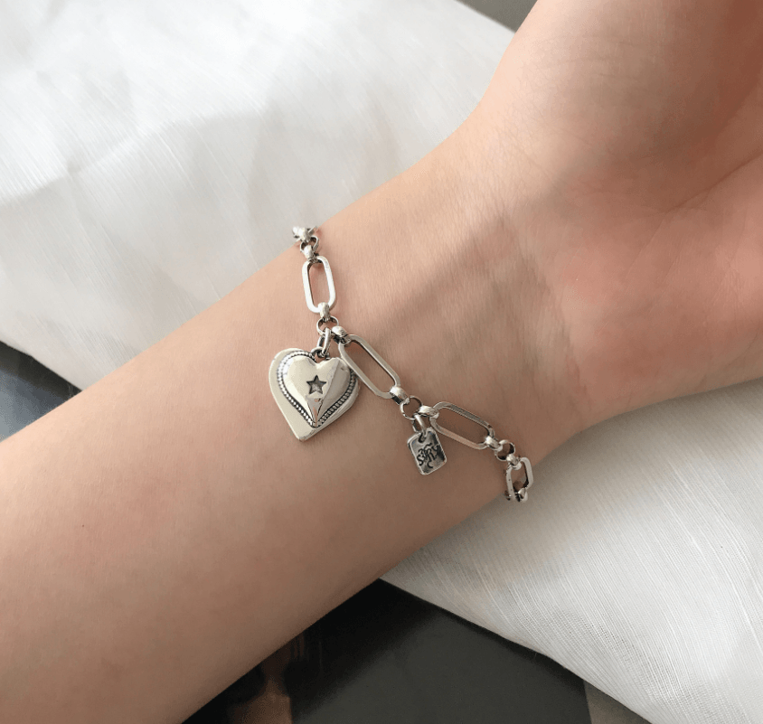 925 Loving Heart In Sterling Silver Bracelet For Women - Trendha