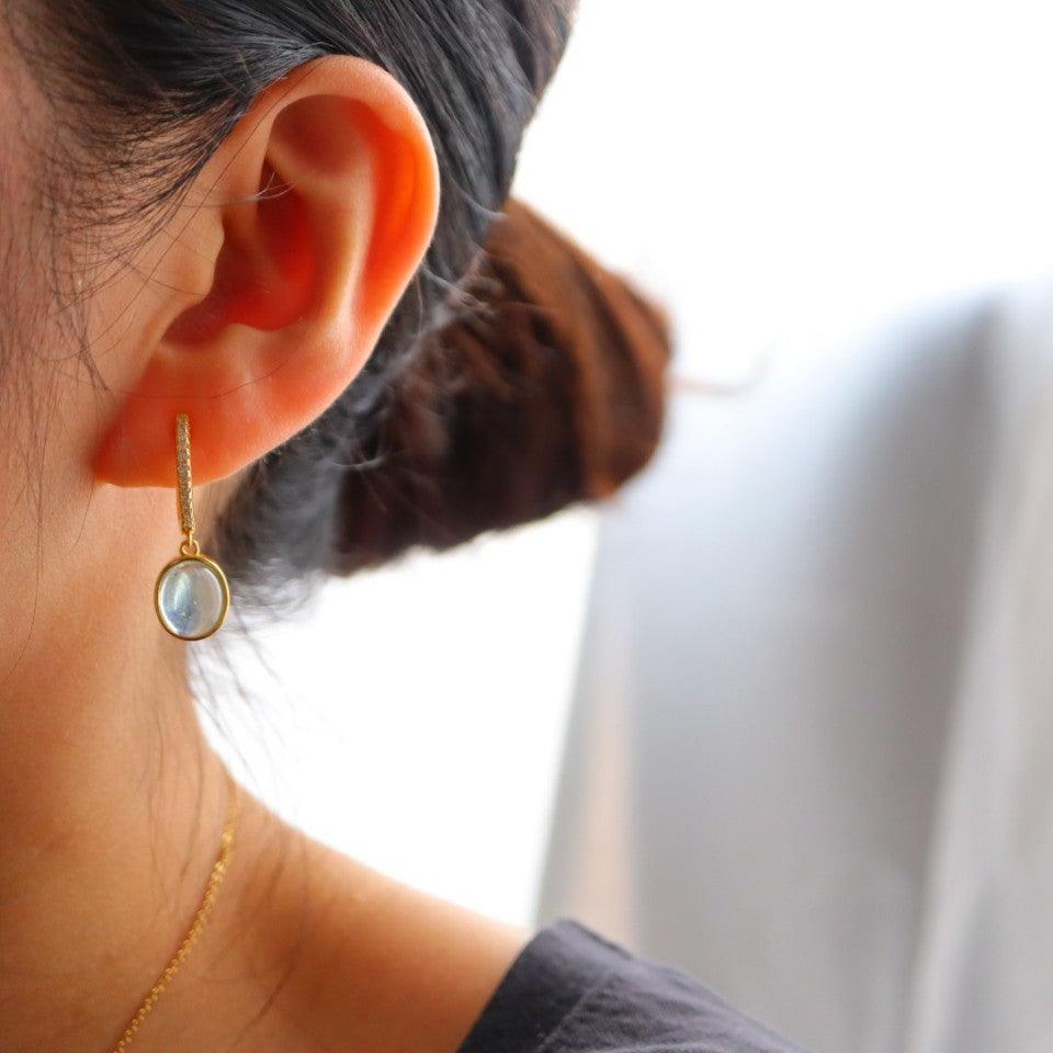 925 Silver Body Earrings Natural Sea Blue Treasure - Trendha
