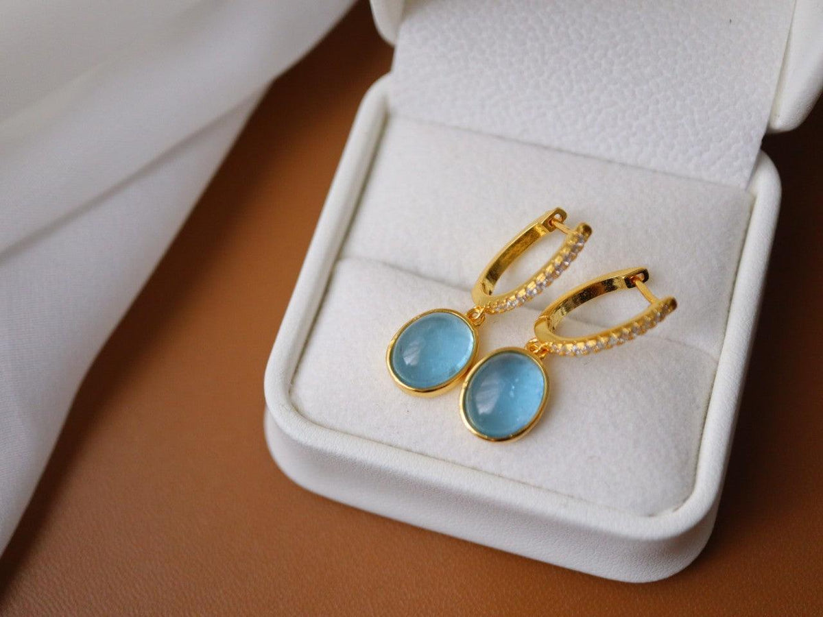 925 Silver Body Earrings Natural Sea Blue Treasure - Trendha