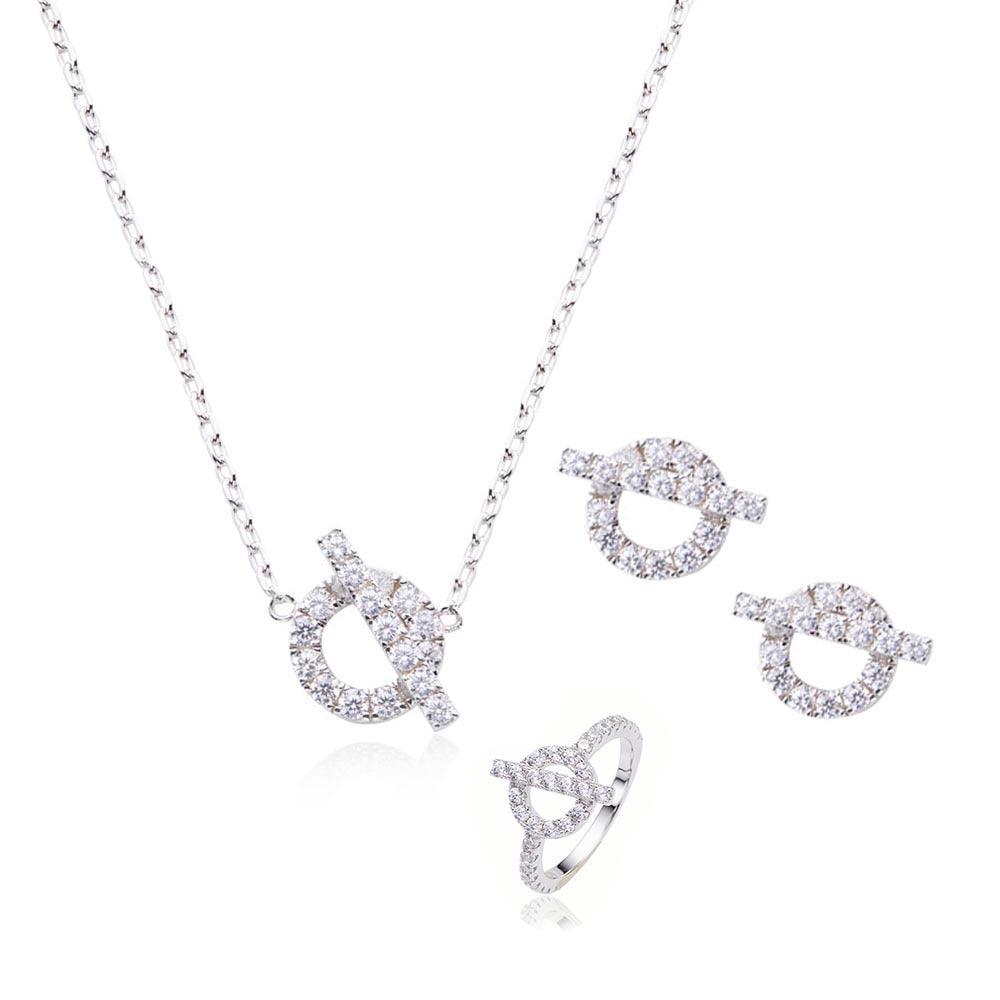 925 Silver Pig Nose Necklace Gold-plated Micro Inlaid Zircon Ladies Clavicle Chain - Trendha