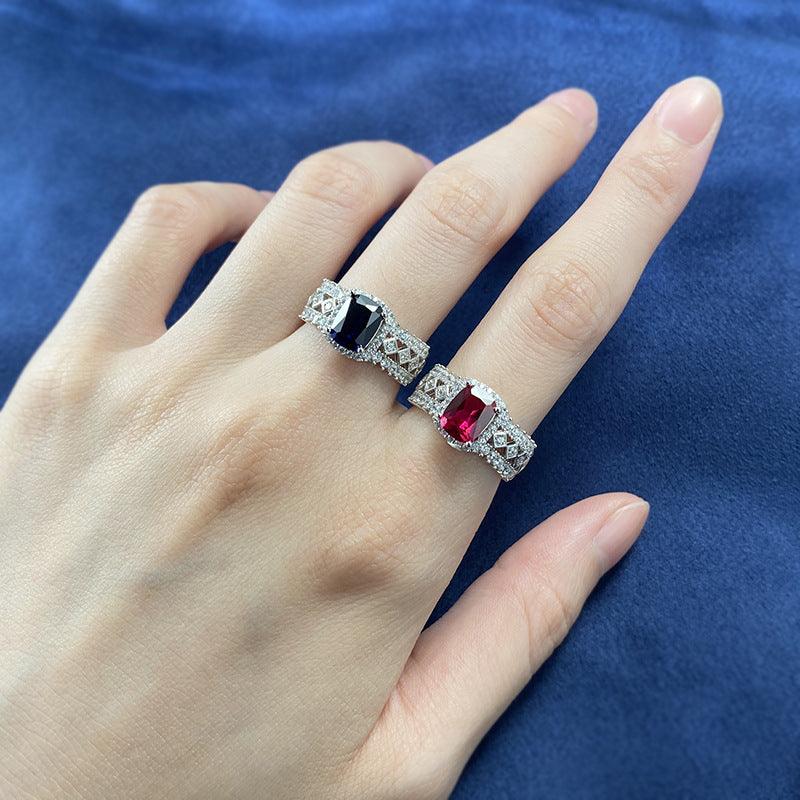 925 Silver Ring Inlaid Gem - Trendha