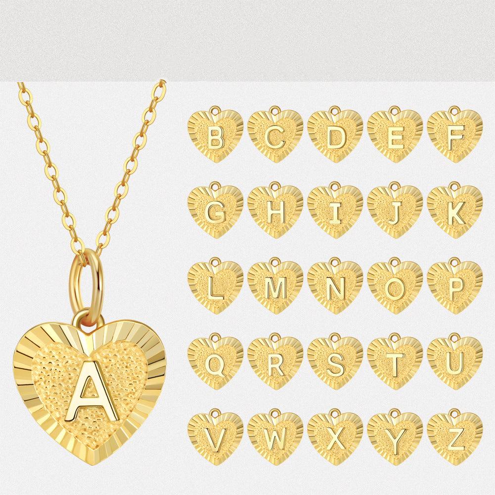 925 Sterling Silver Layered Initial Heart Necklace - Trendha