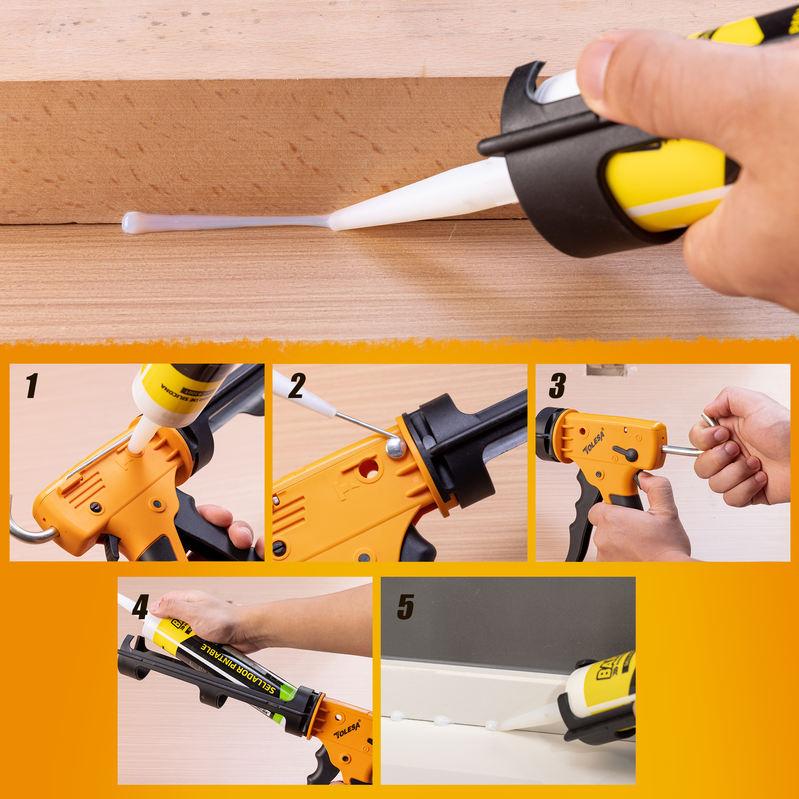 Non-Drip Caulking Gun with 12:1 Thrust Ratio