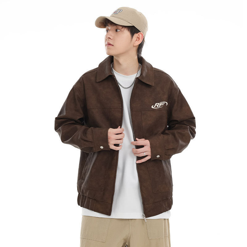 American Retro Pu Leather Coat For Men