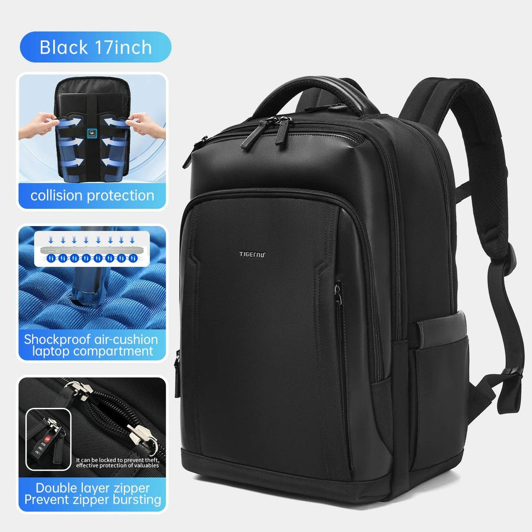 Durable Business Laptop Backpack with Double-Layer Zipper