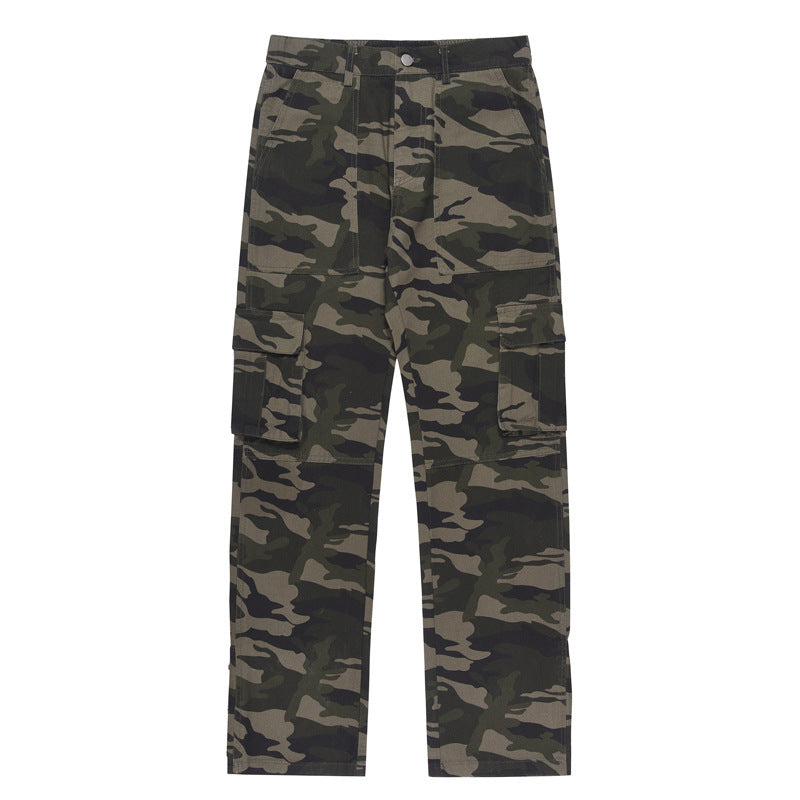 Retro Hip Hop Camouflage Wide-leg Overalls