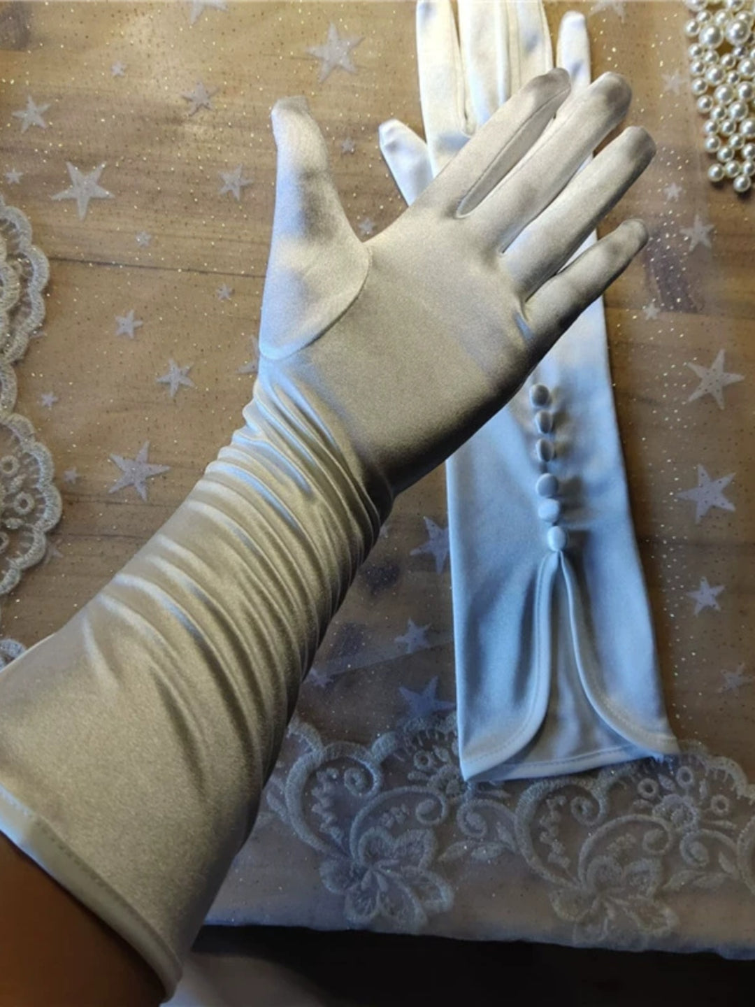 Studio Photographer's Wedding Dress Satin Gloves