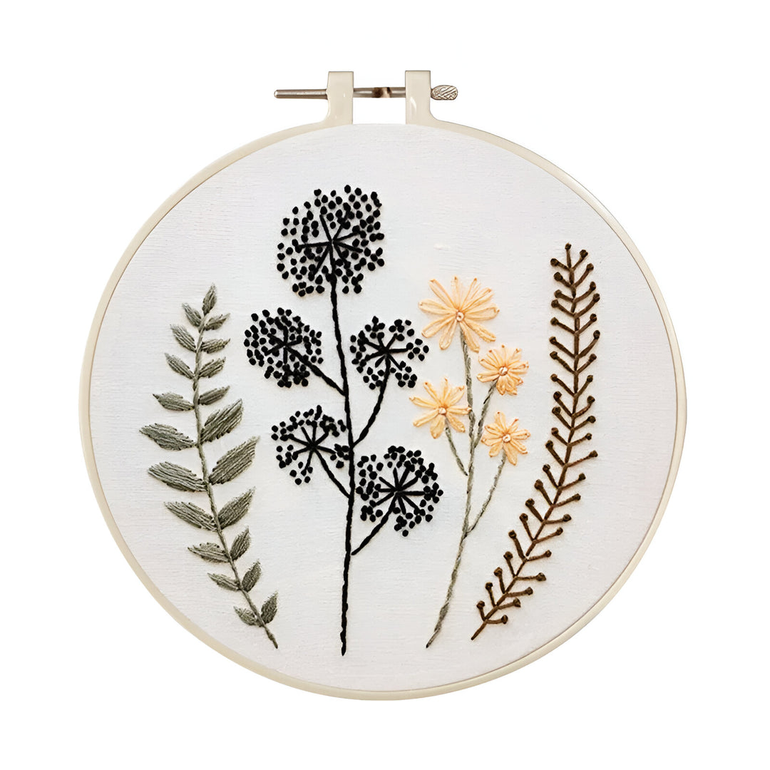 Beginner Floral Embroidery Kit with Cross Stitch Patterns