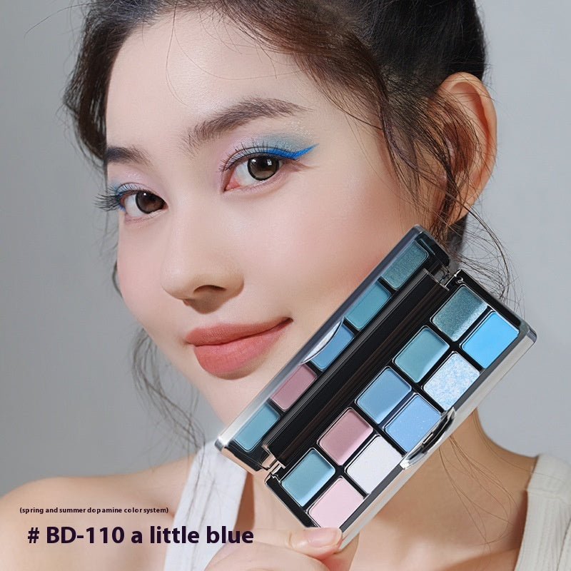 Ten Color Eyeshadow Matte Thin And Glittering Blue Eye Shadow Plate