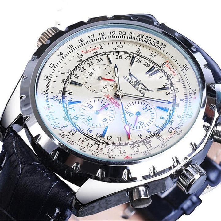 Style Men's Fashion Casual Mechanical Multifunctional Blue Glass Automatic Mechanical Watch