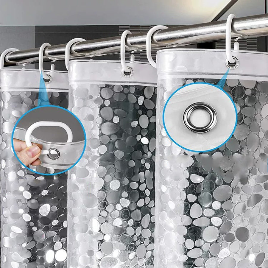 Modern Cobblestone Geometric Waterproof Shower Curtain with Hooks