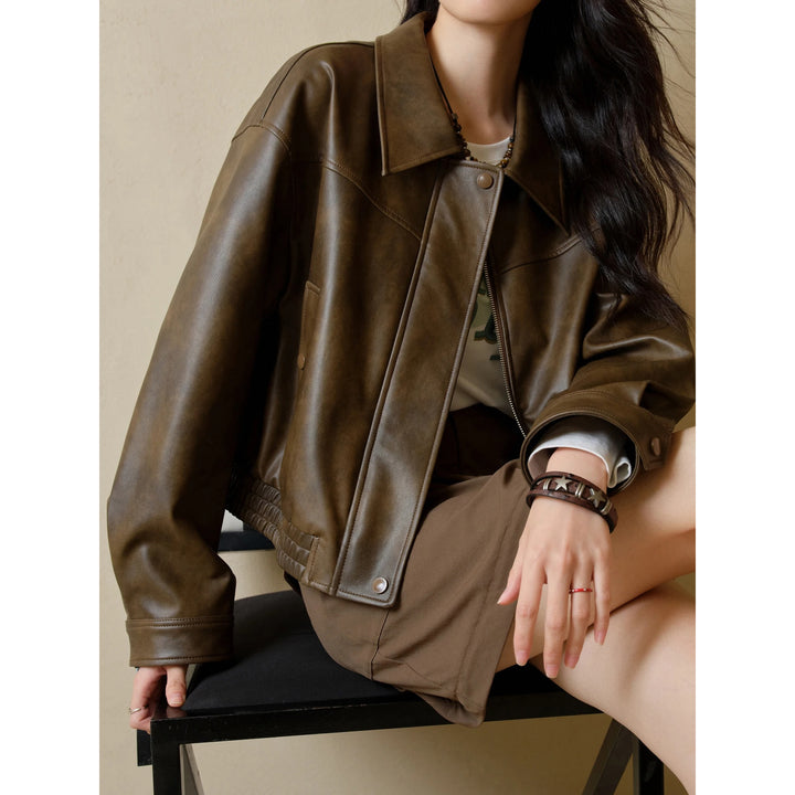 Cool and Stylish Retro Leather Jacket for Women - Autumn Casual Short Jacket