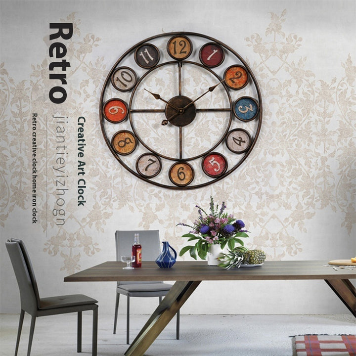 Creative Clocks Background Wall Simple Iron Retro Wall Clock