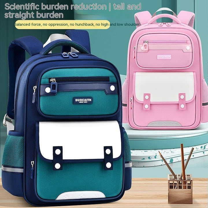 Schoolbag British Style Large Capacity Portable Burden Alleviation