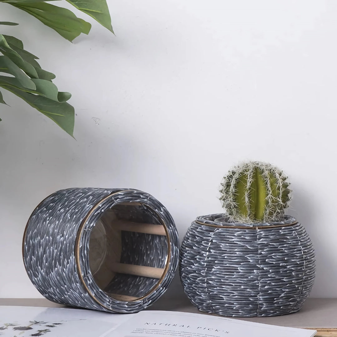 Nordic Hand-Woven Imitation Rattan Flower Pot