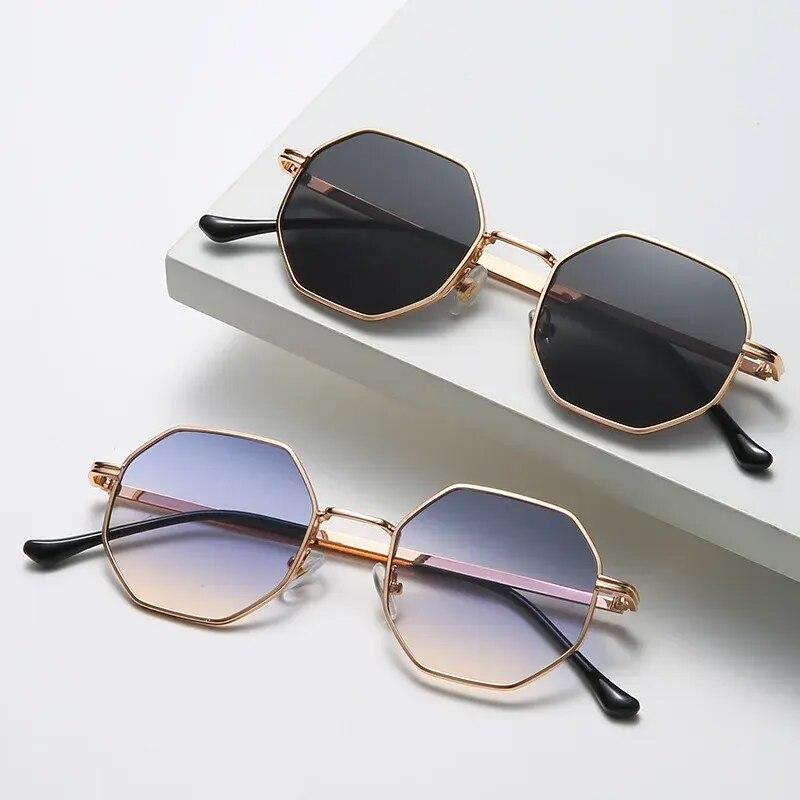 Women's Polygonal Metal-Frame Sunglasses