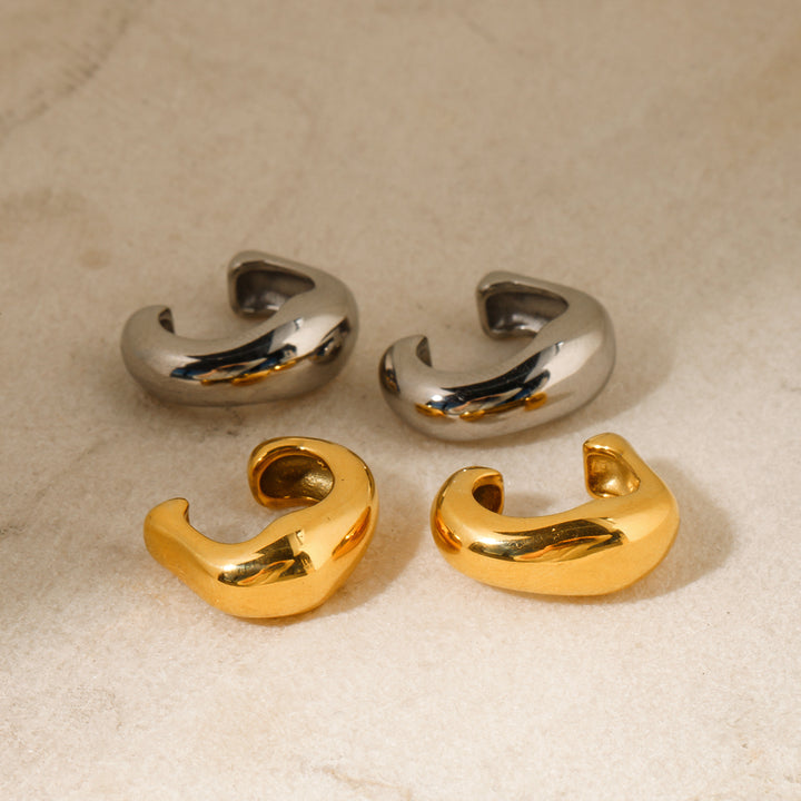 18K Gold Plated Stainless Steel Irregular Smooth Ear Clip