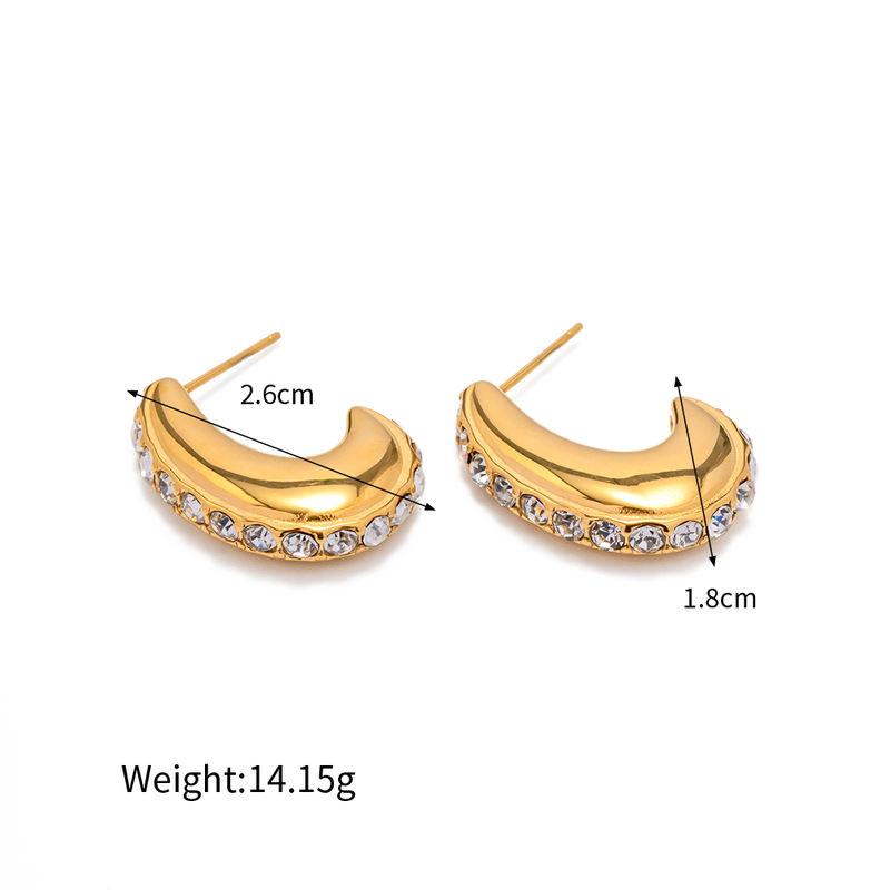 18K Gold Hypoallergenic Stainless Steel Hoop Earrings with Shiny Zircon