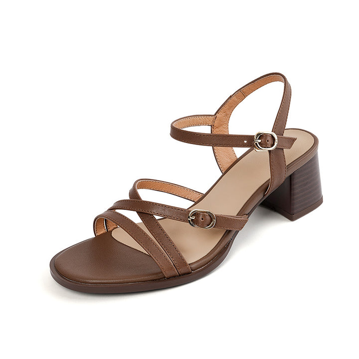 Summer Chic Ankle Strap Leather Sandals