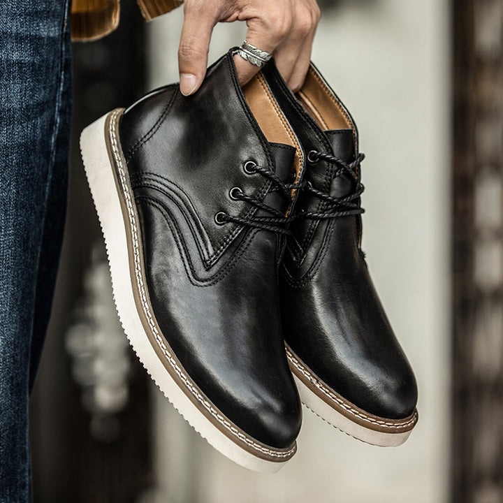 Vintage Leather Ankle Boots for Men