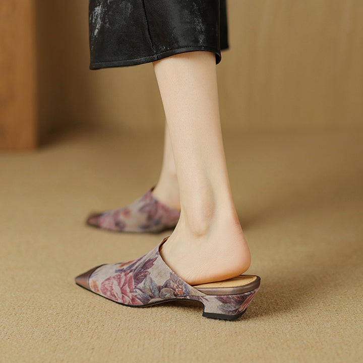 Elegant Suede Mule Slippers with Square Heel