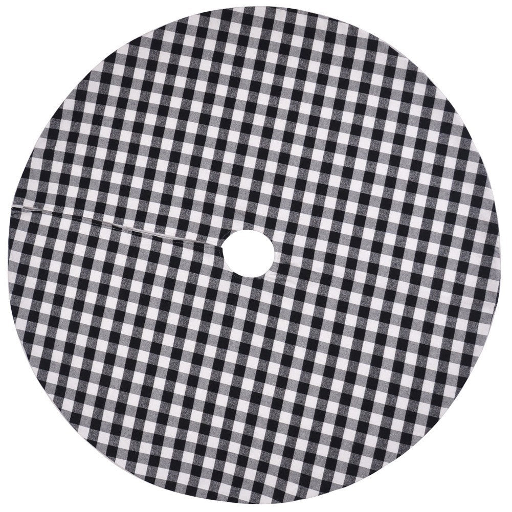 Black And White Plaid Christmas Decoration Tree Skirt