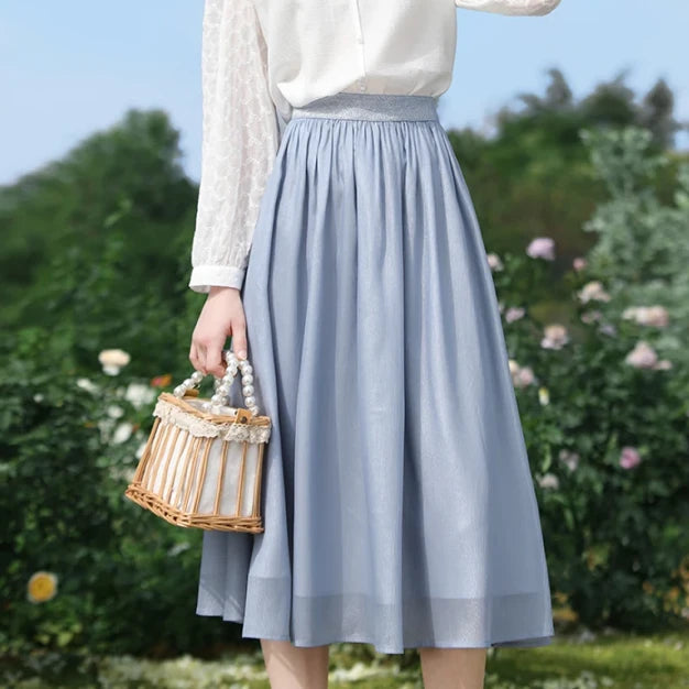Summer Elegant Mid-Calf Chiffon Skirt