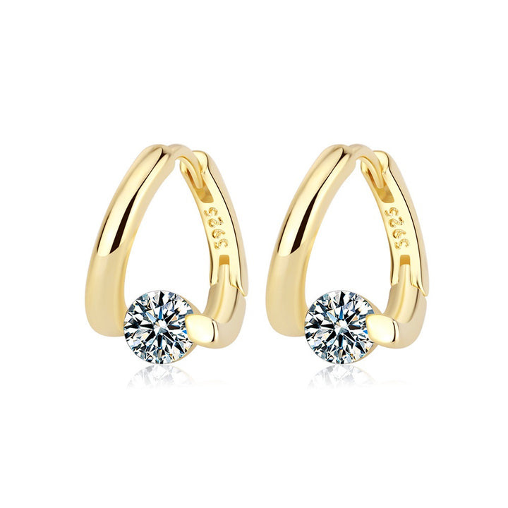 Elegant 925 Sterling Silver Crystal Hoop Earrings