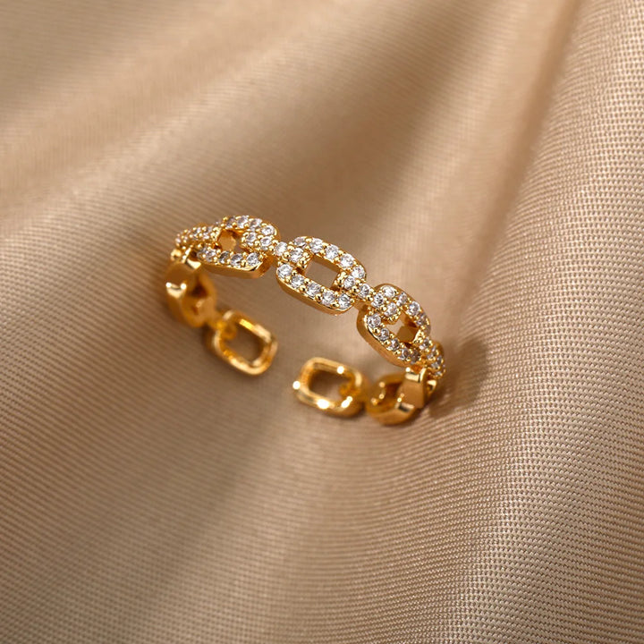 Trendy Cubic Zirconia Chain Ring