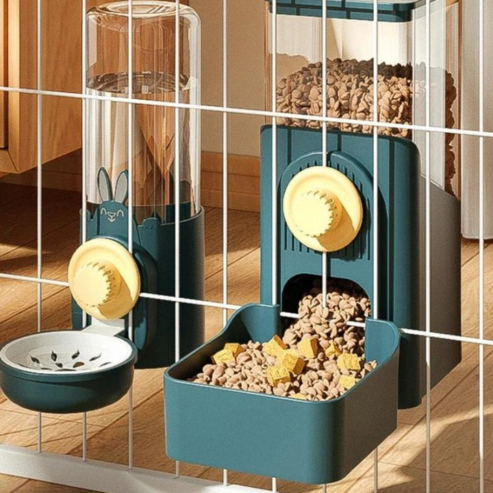 Automatic Cage Hanging Feeder & Water Dispenser for Pets