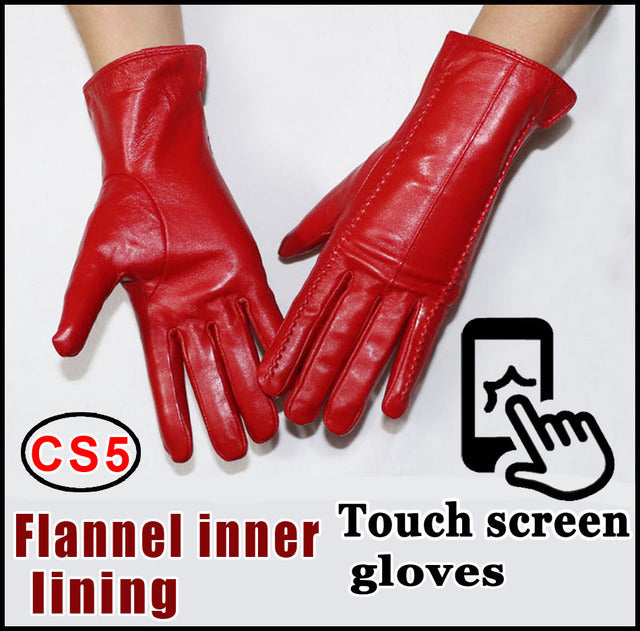 Women's Sheepskin Gloves Winter Warmth Plus Velvet Short Thi