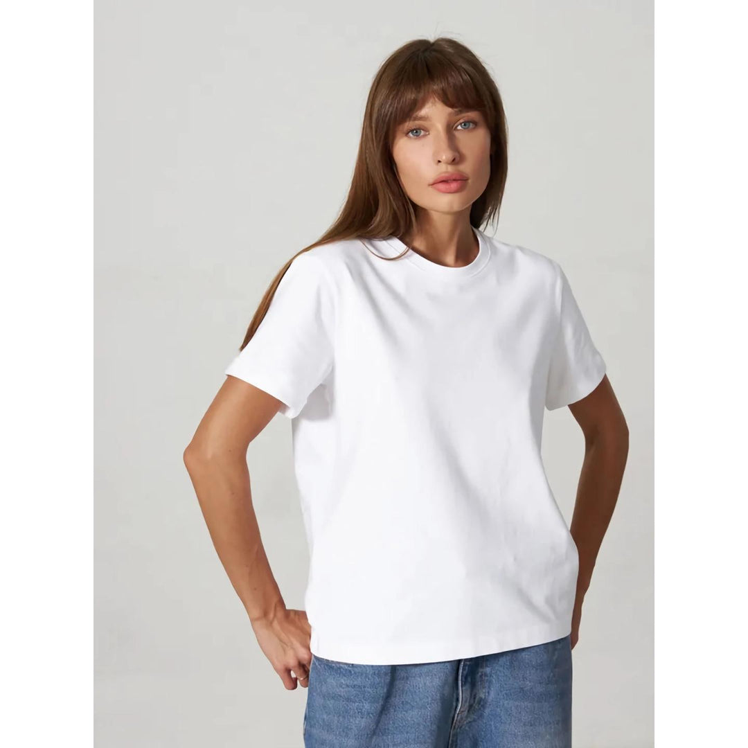 Summer Cotton Essential Women's T-Shirt - Classic Solid Color, Loose Fit, Short Sleeve