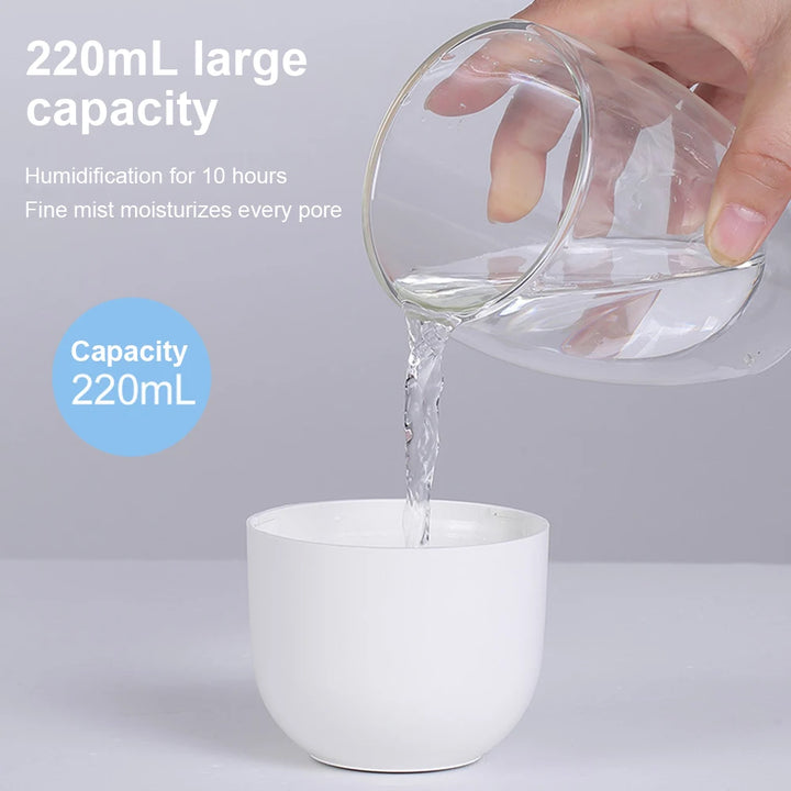 Compact Ultrasonic Humidifier & Aroma Diffuser with LED Night Lamp - 220ML USB Powered