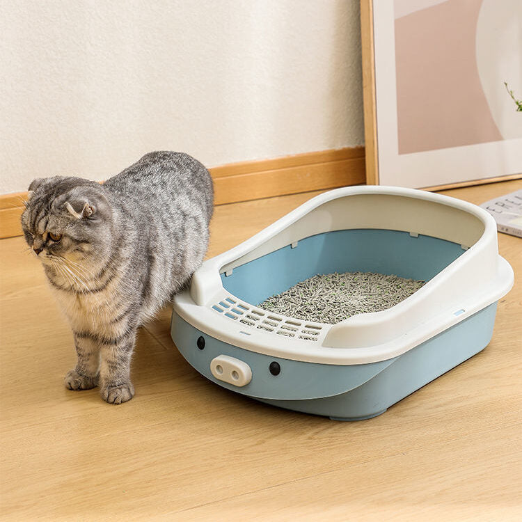 Oversized Semi-Enclosed Cat Litter Box