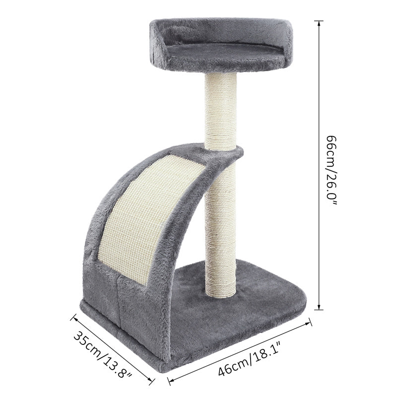 Compact 26-Inch Cat Scratching Post with Plush Perch and Curved Scratching Board