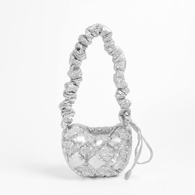 Metallic-Look Quilted Shoulder Bag