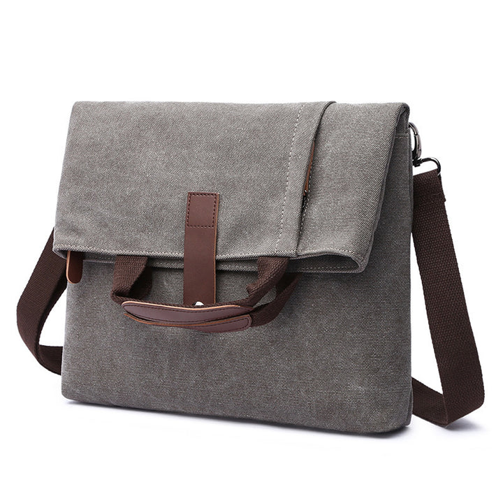 New Men's Casual Fashion Anti-theft Canvas Solid Color Single-shoulder Bag