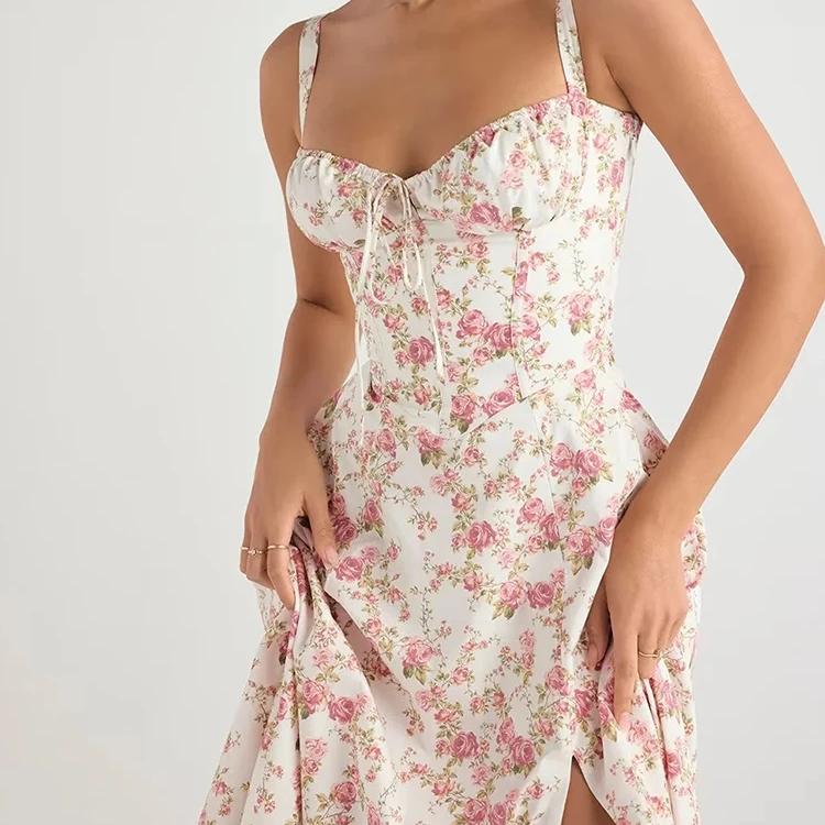 Floral Print Camisole Midi Dress with Tie Detail