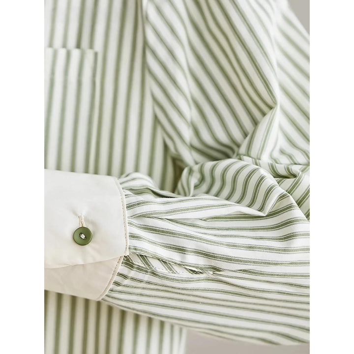 Elegant Green Striped Chiffon Blouse for Women