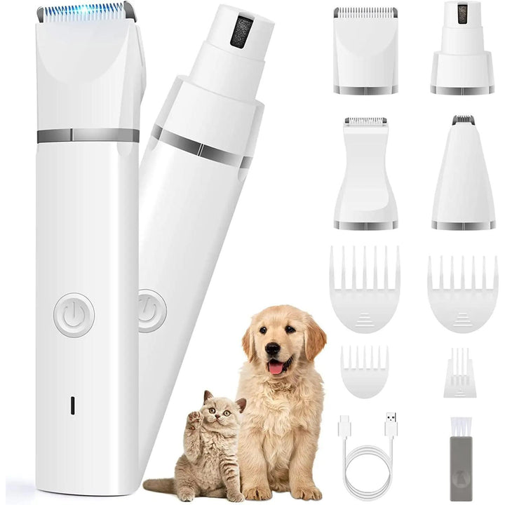 Professional Dog Clippers Grooming Kit - Low Noise Cordless Paw Trimmer & Nail Grinder