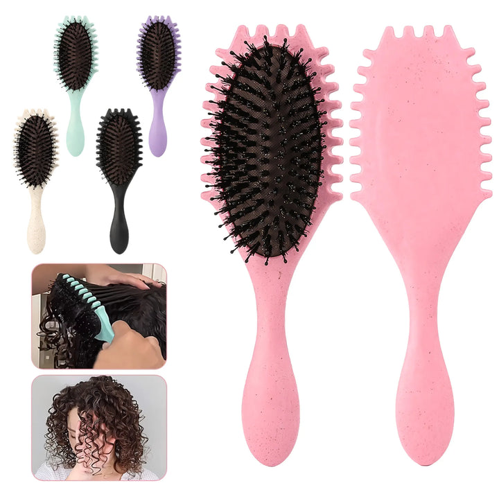 Boar Bristle Curl Defining Detangling Hair Brush